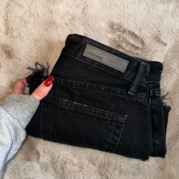 GRLFRND black denim 100% cotton distressed shorts - Picture 2 of 9